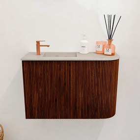 Mondiaz Joya DLux 60cm toiletmeubel ronding rechts ruby met wastafel faye links 1 kraangat opalo