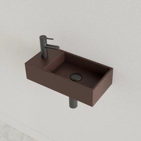 Sanigoods Nano fontein links choco bruin met kraangat 36x18cm