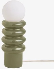 40 Cm Keramische Tafellamp Met Kryx Glazen Bol Groen – Intens Olijf - Sklum