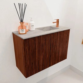 Mondiaz Joya DLux 60cm toiletmeubel ruby met wastafel faye rechts 1 kraangat glace