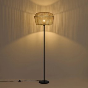 Vloerlamp zwart met beige papieren kap 50/50/30 - Simplo