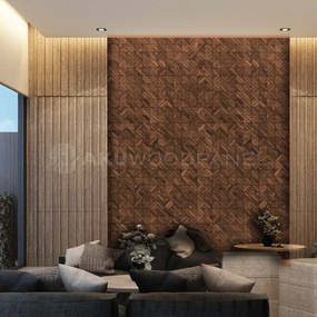 Decopaneel 60 cm x 60 cm Walnoot hout - Clover Smoked Brown - 3D Wandpaneel - Wanddeco