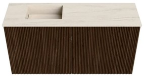 Mondiaz Joya DLux 80cm toiletmeubel walnut met wastafel faye links zonder kraangat meli