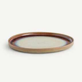 Set van 4 platte borden in iriserend aardewerk, Liega