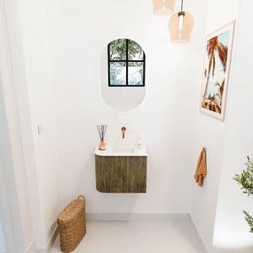 Mondiaz Joya 50cm toiletmeubel ronding links dusk met wastafel faye rechts zonder kraangat talc