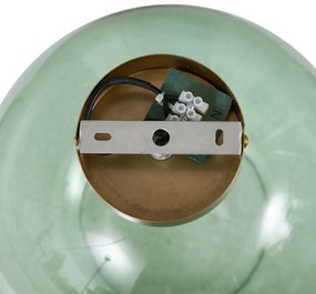 Art Deco plafondlamp messing met groen glas - Sandra