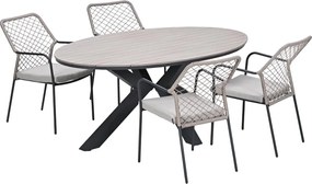 Garden Impressions Ross tuinset sand 5-delig - Tulli tuintafel 180x115 cm