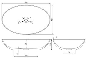 Polysan Banera waskom ovaal 60x40cm wit/grijs mat