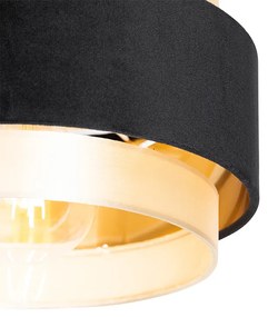Stoffen Moderne plafondlamp zwart met goud - Elif Modern E27 rond Binnenverlichting Lamp