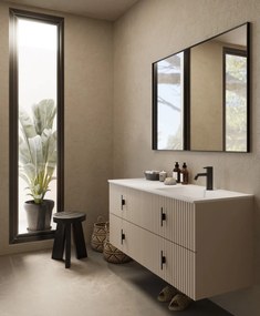 Muebles Avila badmeubel ribbelfront 120cm macchiato met wastafel rechts met kraangat