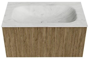 Mondiaz Kurve-dlux 80cm badmeubel dusk met 1 lade en wastafel big small midden 1 kraangat opalo