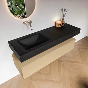 Zaro Alan badmeubel 140cm sand 1 lade met vrijhangende wastafel cloud links zonder kraangat urban