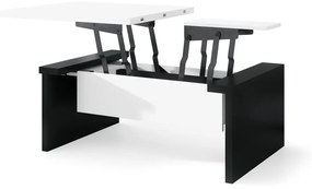 SPACE wit/zwart, opklapbare salontafel, in hoogte verstelbaar