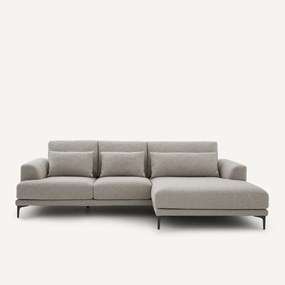 XL longchair met hoek rechts van gestructureerde viscose en linnen, MARSILE