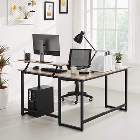 Nancy's Bureau - Bureaus - Hoekbureau - L-Vormig - Industrieel - Zwart/Bruin -  140 x 130 x 76cm