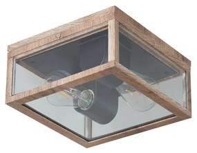 Industriële plafondlamp hout print IP44 2-lichts - Charlois