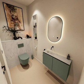 MONDIAZ TURE-DLUX 80cm toiletmeubel Army. EDEN wastafel Opalo positie links. Zonder kraangat. TUREDX80ARML0OPA