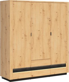 Kledingkast Sermeli 112, Artisan eiken, 199x181x56cm, 143 kg, Kledingkast deuren: Met scharnieren, Aantal planken: 5, Aantal planken: 5