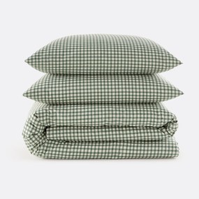 30% gerecycled katoenen beddengoedset, rechthoekige kussensloop, ruitjesprint, LESIA