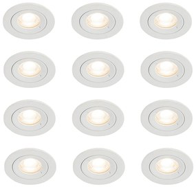 Set van 12 inbouwspots wit rond GU10 50mm IP44 - Xena Modern GU10 IP44 Binnenverlichting Lamp