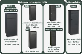 Hangende / Staande pakketbrievenbus SLIM met sleutelslot - mat zwart - 88 x 32 x 20 cm - topkwaliteit!