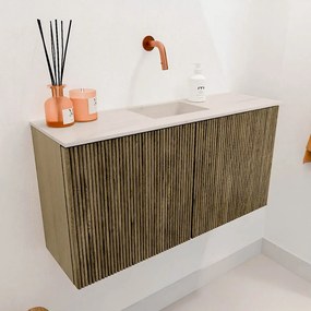 Mondiaz Joya DLux 80cm toiletmeubel dusk met wastafel faye midden zonder kraangat meli