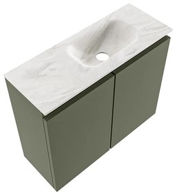 Mondiaz Ture DLux toiletmeubel 60cm army met wastafel ostra rechts met kraangat