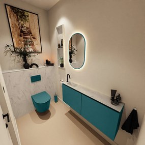 Mondiaz Ture DLux toiletmeubel 120cm smag met wastafel opalo links met kraangat