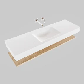 Zaro ALAN vrijhangende wastafel 150cm met wasbak Enkel midden en planchet in kleur washed oak 0 lade(s)