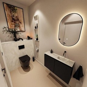 MONDIAZ TURE-DLUX 80cm toiletmeubel Urban. EDEN wastafel Ostra positie rechts. Zonder kraangat. TUREDX80URBR0OST