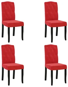 vidaXL Eetkamerstoelen 4 st fluweel wijnrood