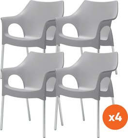 Set van 4 - Scab Ola stapelbare kunststof tuinstoel - Lichtgrijs