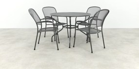 Carlo ronde stapelbare bistroset strekmetaal Ø105 cm. - Antraciet