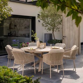 4 Seasons Prado tuintafel Ø160x75 cm- ceramic sabbia - latte