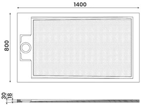 Gelco Ema rechthoekige douchebak antislip 140x80cm wit