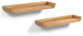 Kave Home Shamel Teak Hout Wandplanken Set Van 2 Naturel - 50x12x5cm.