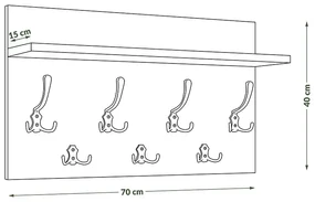 FINLO Mat Wit / Grepen Mat Zwart - MODERNE MUURHANGER MET PLANK VOOR IN DE GANG 70 cm