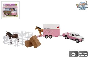 Kids Globe Mitsubishi met paardentrailer en accessoires 27 cm roze