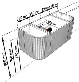 Mondiaz Kurve-dlux 100cm badmeubel ronding links/rechts ruby met 1 lade en 2 deuren en wastafel grunne midden zonder kraangat opalo