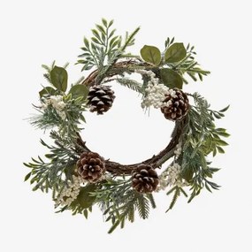 Kerstdecoratieve Krans Ø25 Cm Met Dennenappels Hollis Donkergroen - Sklum