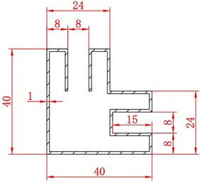 Saniclear Redro vrijstaande douchewand 90cm met zijwanden van 40cm verouderd messing