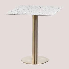Malibu Vierkante Bartafel 60x60 Cm In Terrazzo Ivoorkleurig Terrazzo - Zwart & Champagne Goud - Sklum