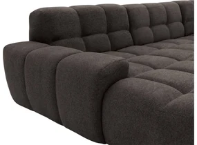Goossens Excellent Bank Kubus - 40 X 40 Cm Stiksel donkerbruin, stof, 1,5-zits, modern design met chaise longue links
