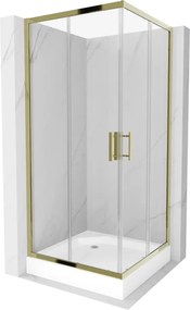 Mexen Rio douchecabine vierkant 90 x 90 cm, transparant, goud + Rio douchebak, wit - 860-090-090-50-00-4510