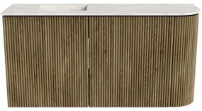 Mondiaz Joya DLux 80cm toiletmeubel ronding rechts dusk met wastafel faye links 1 kraangat ostra