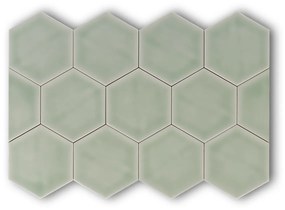 Hoogglans Handvorm Wandtegel 10.8x12.4 Cm Hexagon Princeton Jade Groen RBT60