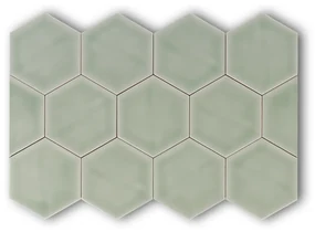 Hoogglans Handvorm Wandtegel 10.8x12.4 Cm Hexagon Princeton Jade Groen RBT60