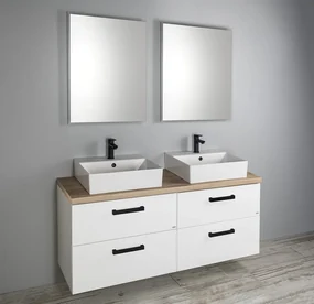 Aqualine Vega wastafelplank 144.5x45cm eiken