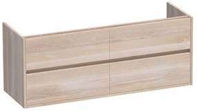 BRAUER Nexxt Wastafelonderkast - 140x46x55cm - 4 greeploze softclose lades - 2 sifonuitsparingen - hout - white oak OK-MEN140WO