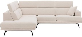 Goossens Hoekbank Viggo wit, stof, 2,5-zits, modern design met ligelement links